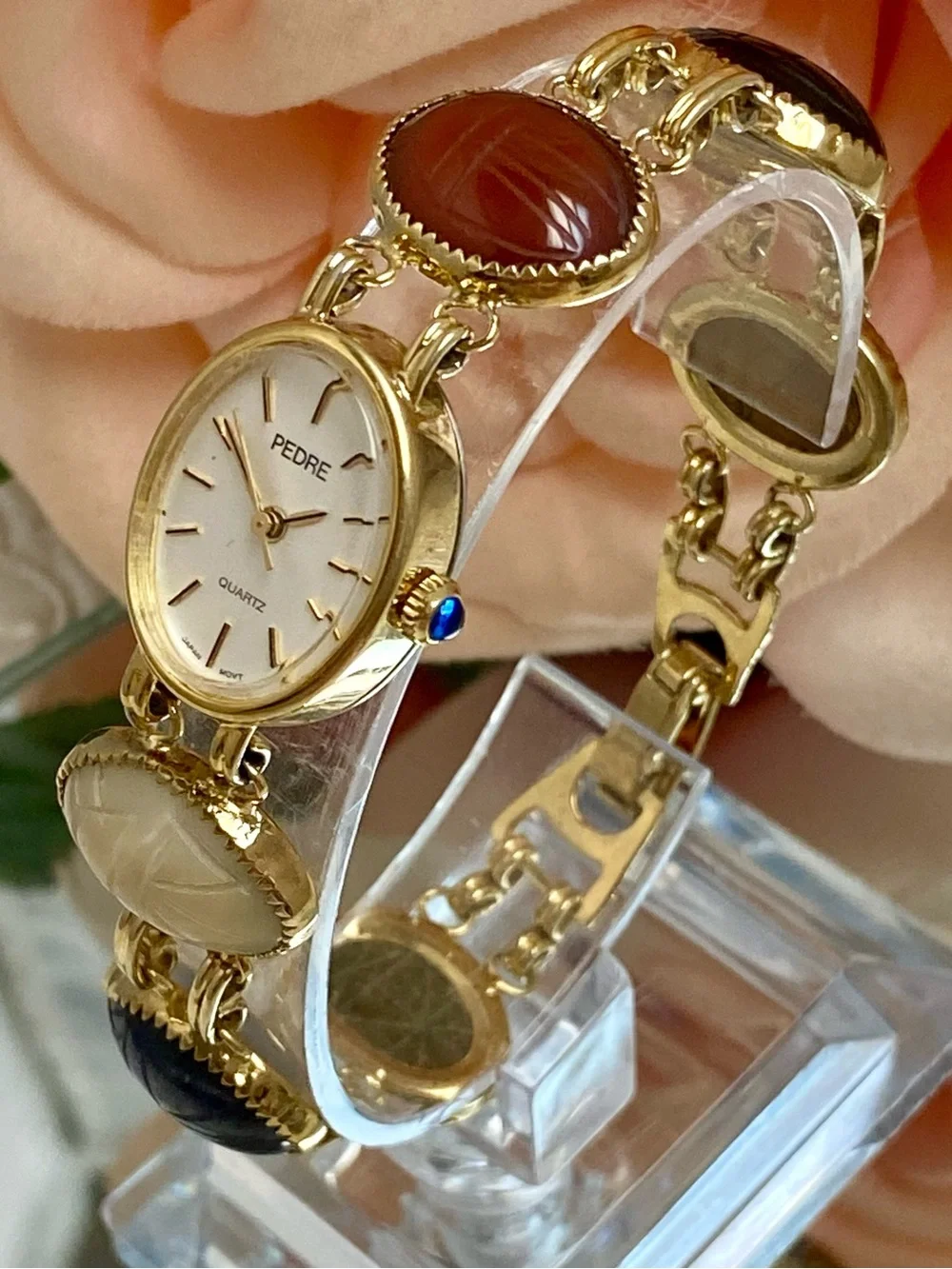 Vintage Pedre Scarab Bracelet Egyptian Revival Gold-tone Ladies Watch